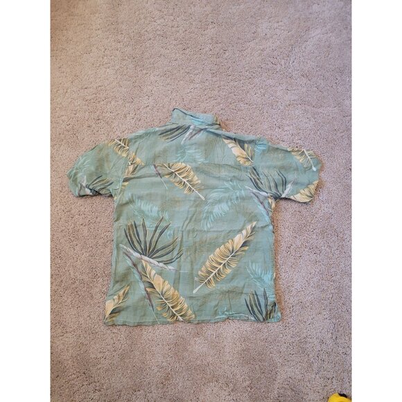 Paradise Coves Men's Tropical 100% Silk Button Down Shirt‎ Green Hawaiian Size M - Picture 2 of 5